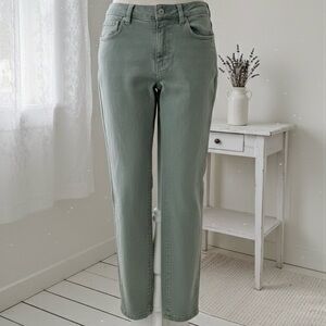 Zara| Sage Green Wash High Waist Straight Leg “Mom Jeans” Sz 31